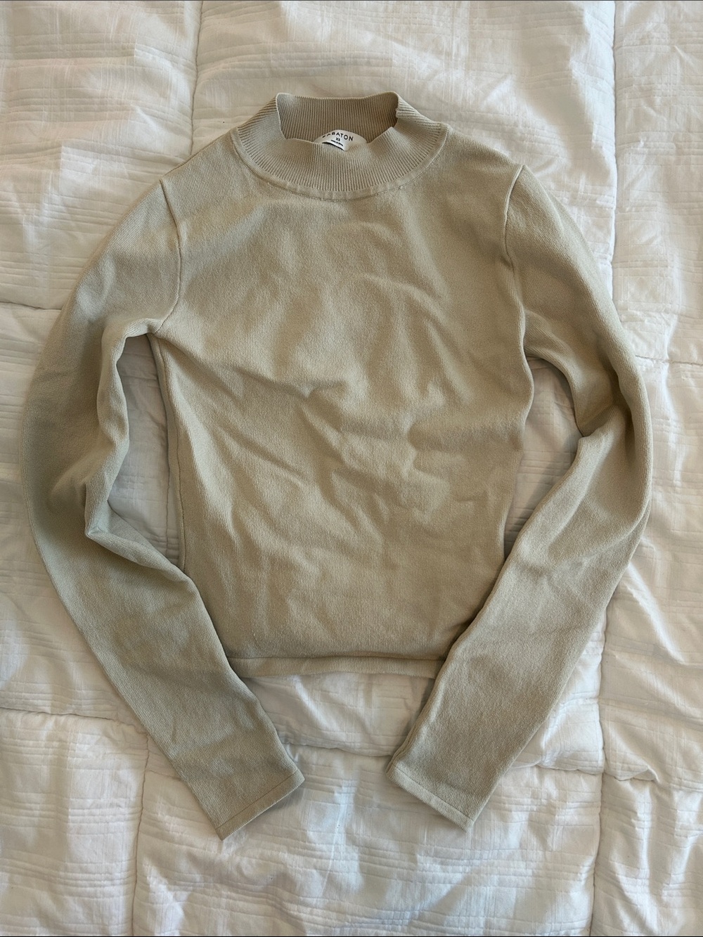 Aritzia Babaton Long Sleeve Top – XS – Beige/Taupe Minimalist